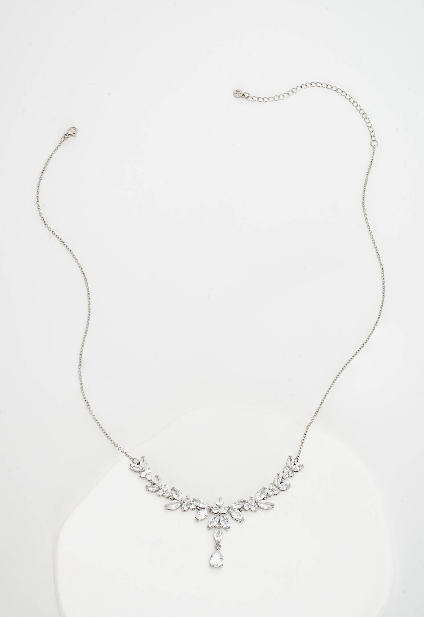 Platinum Chandelier Zircon Necklace