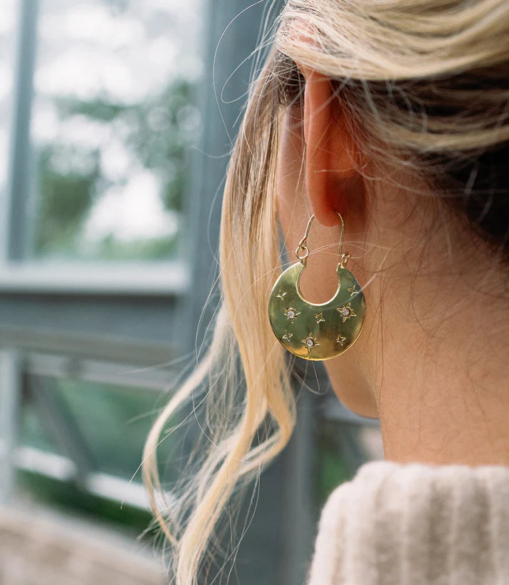 Earring Sitara Starry Flat Hoop