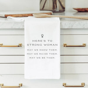 Strong Woman Tea Towel: Sage • Cotton/Linen Blend