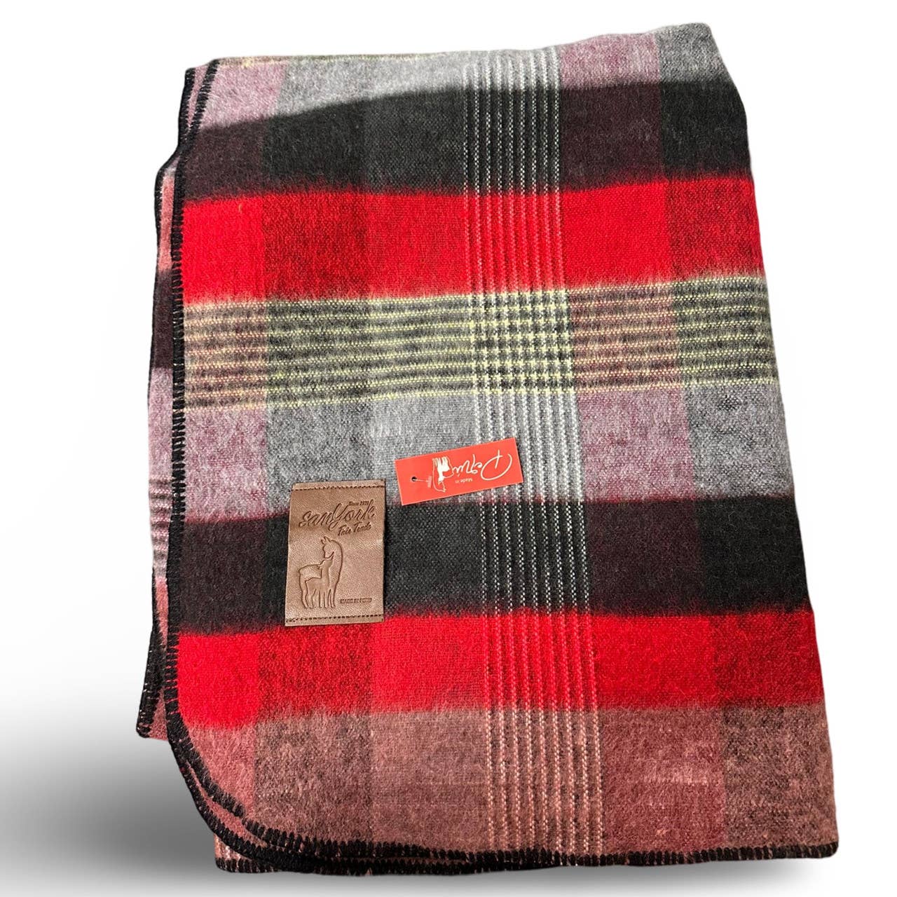 Classic Plaid Patterned Fine Knit Brushed Alpaca Full Size