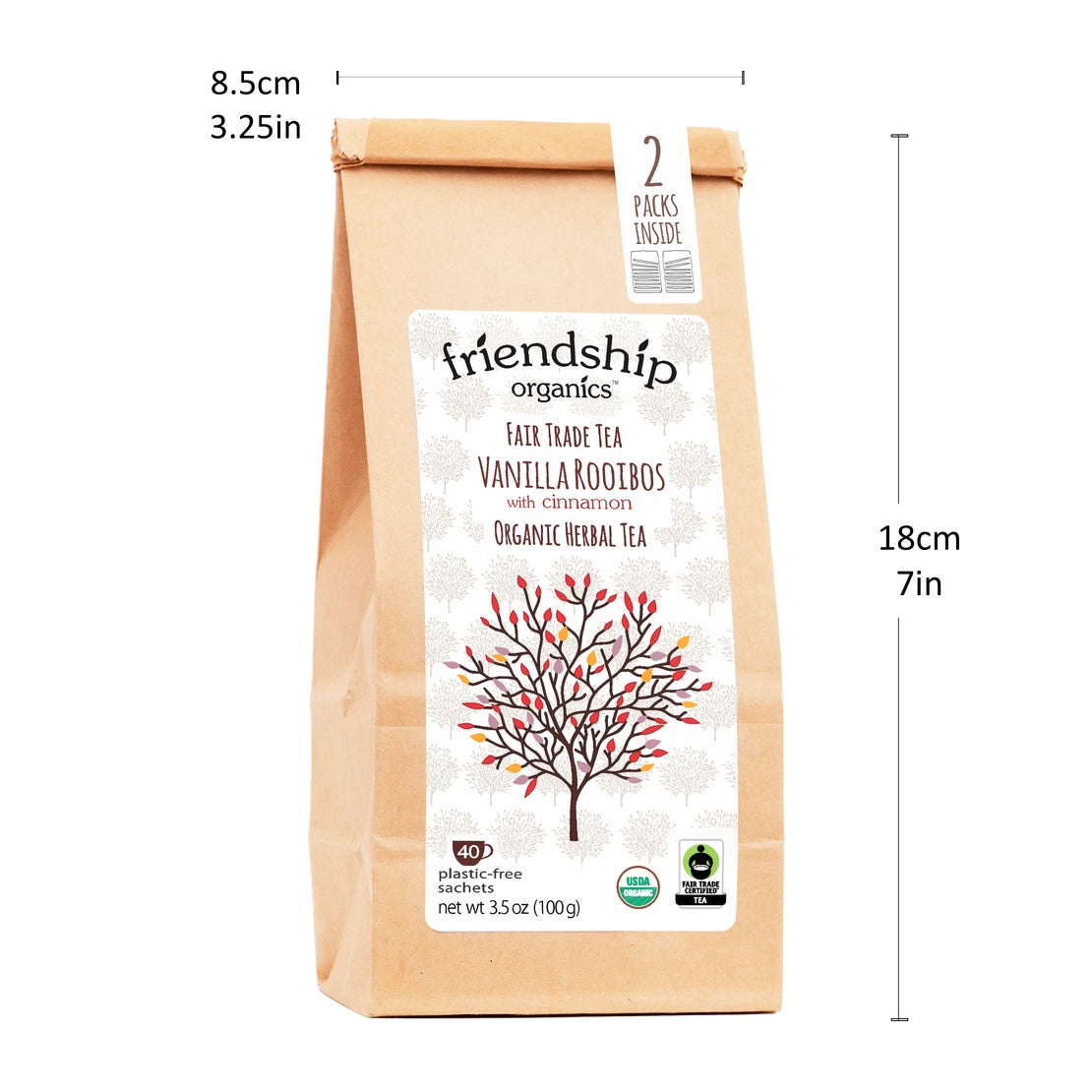 Vanilla Rooibos with Cinnamon Herbal Tea, Organic and Fair Trade Certified Bag