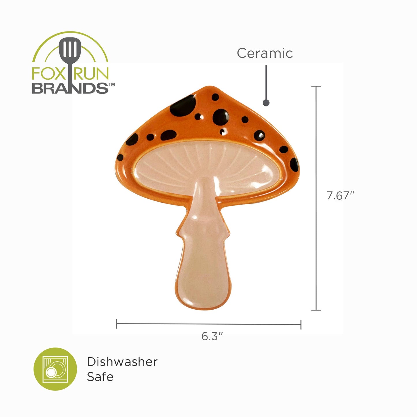 Fox Run Mushroom Spoon Rest, Ceramic Spoon and Spatula Rest