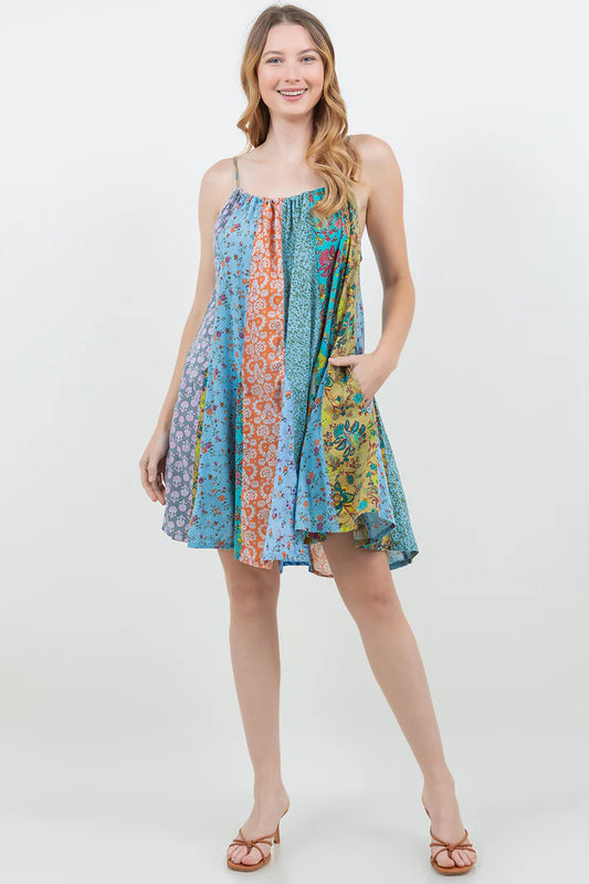 Cotton Panel Dress with Pockets