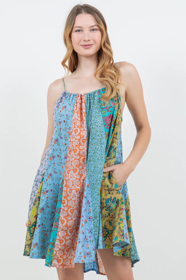 Cotton Panel Dress with Pockets