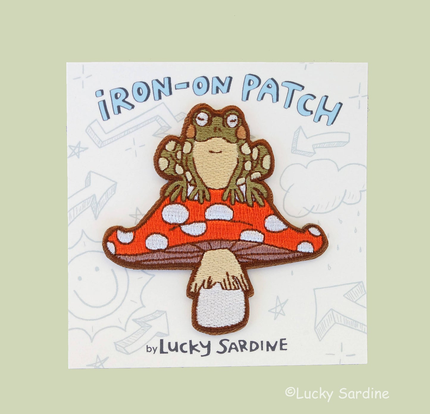 Toad & Mushroom, Toadstool Frog Embroidered Iron-On Patch