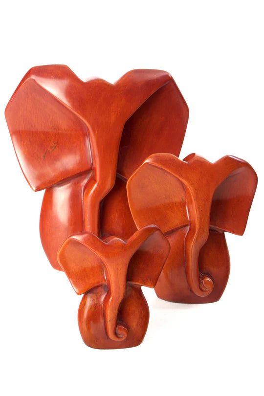 Brown Soapstone Elephant Bust Sculpture