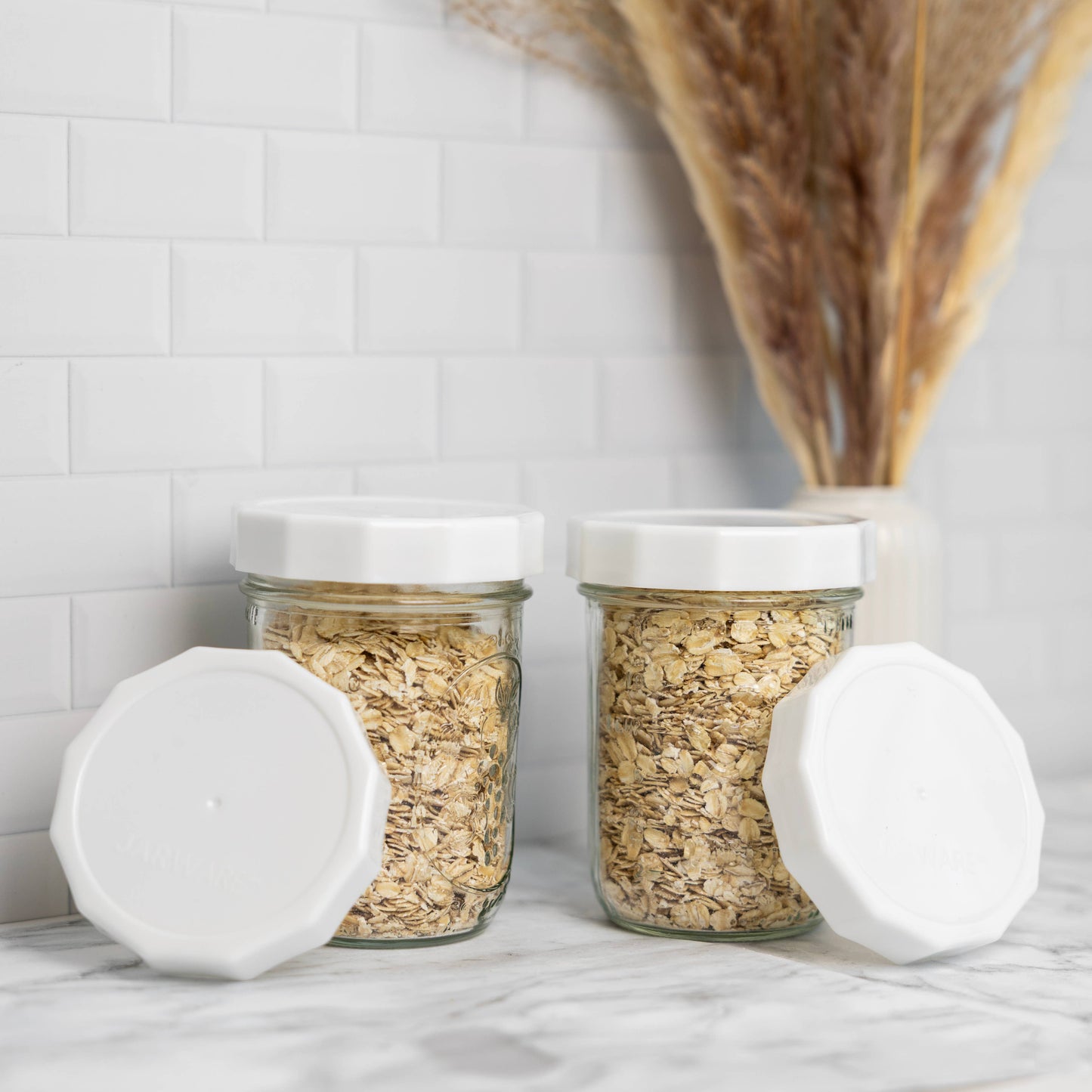 Jarware White Mason Jar Lids, Set of 4 Wide Mouth