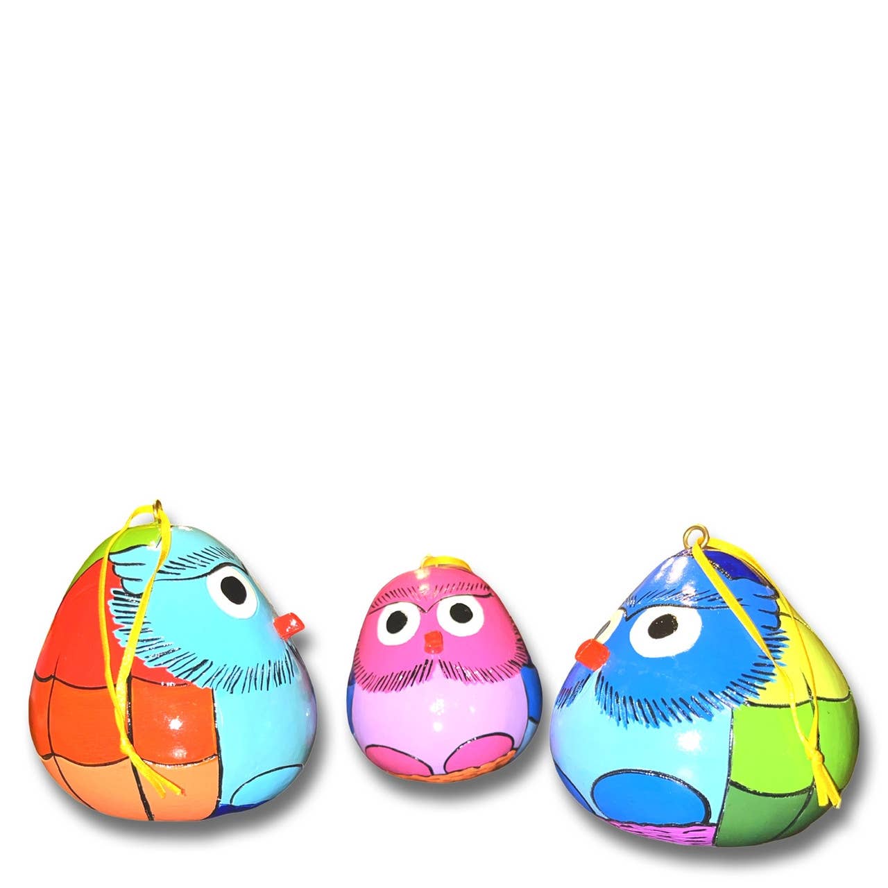Painted Owl Handmade Gourd  Ornament