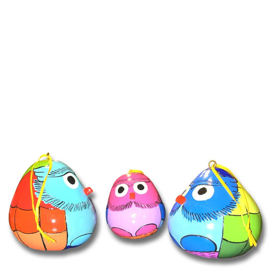 Painted Owl Handmade Gourd  Ornament