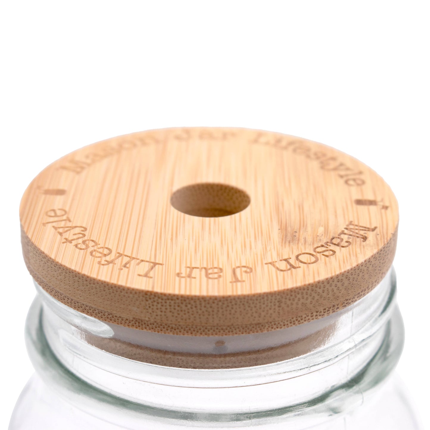Bamboo Straw Hole Tumbler Lid for Mason Jars
