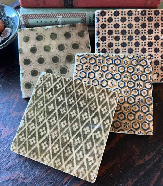 Sepia Antique Book Covers stone coaster