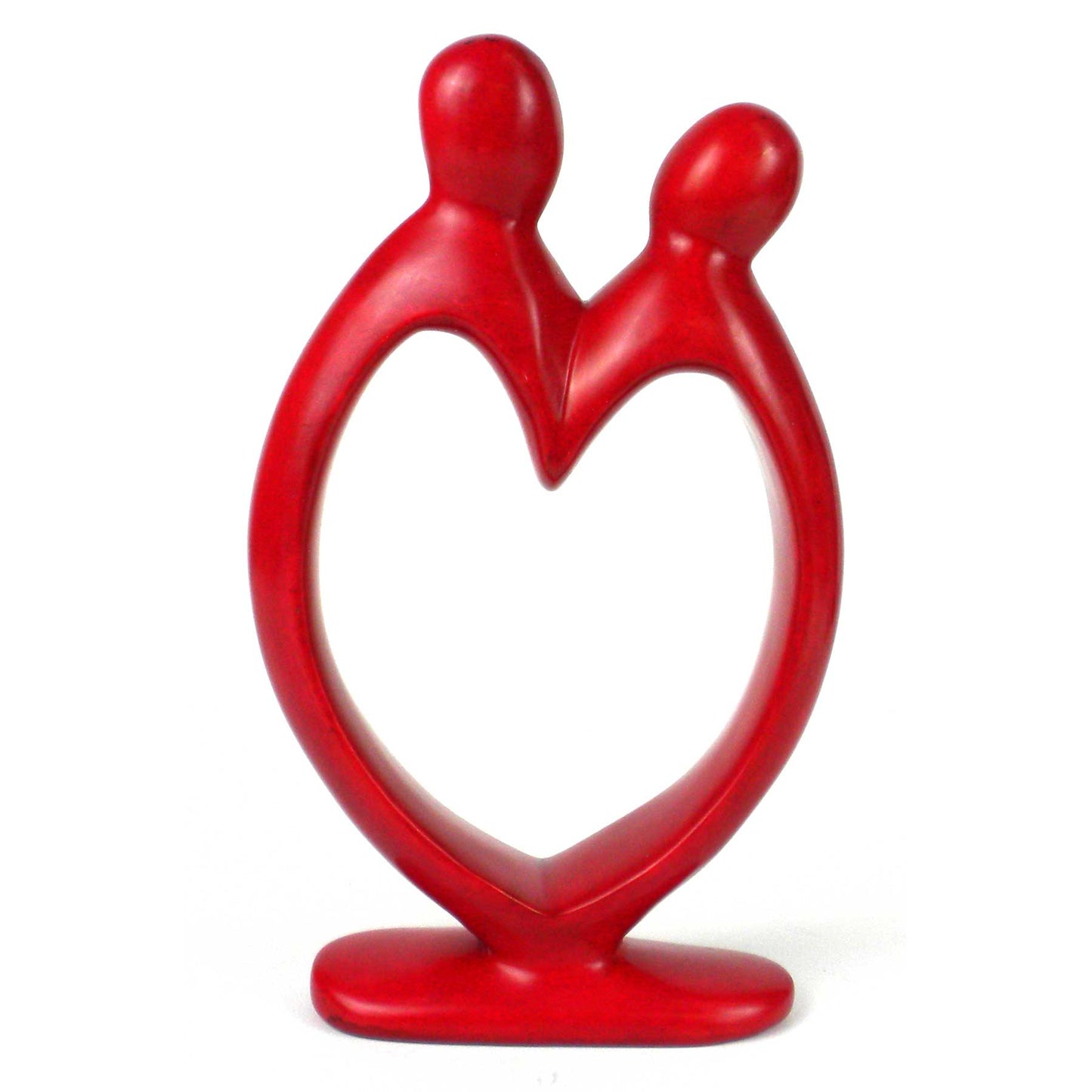 Lover's Heart Soapstone Sculpture Red Finish