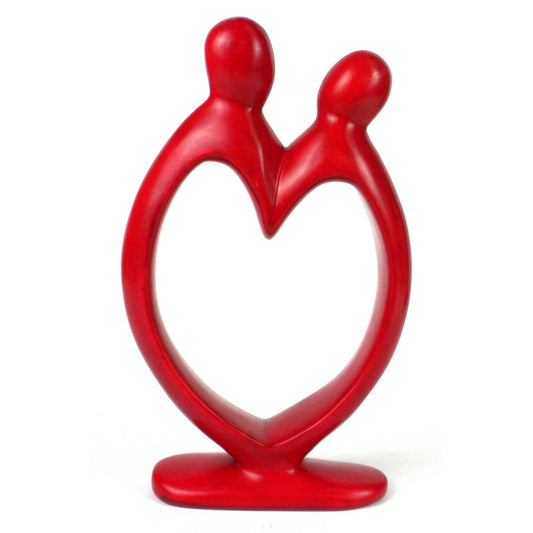 Lover's Heart Soapstone Sculpture Red Finish