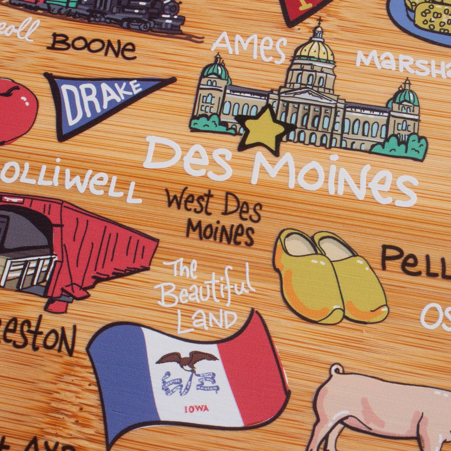 Iowa Cutting Board with Artwork by Fish Kiss™