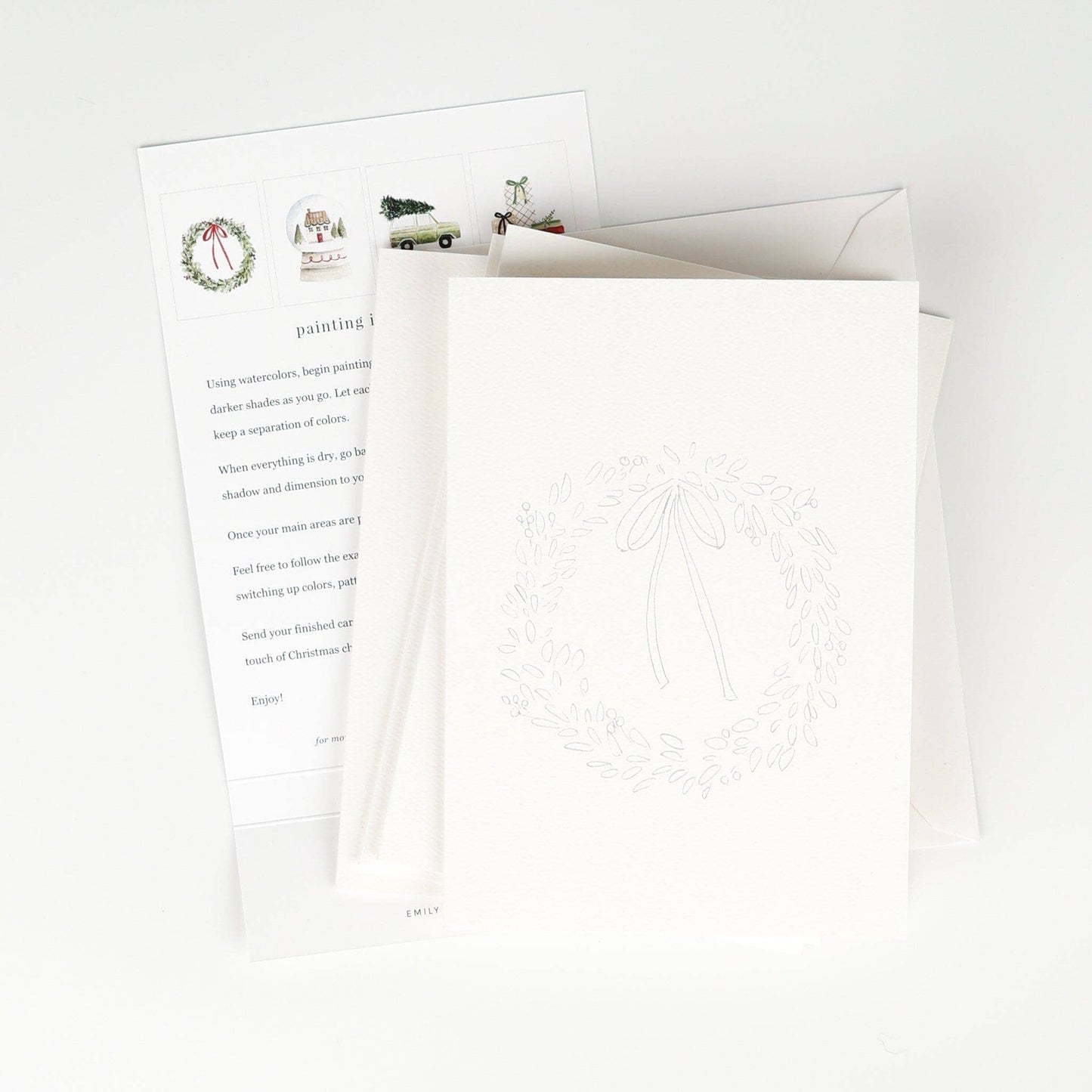 paintable watercolor notecard set Christmas cheer