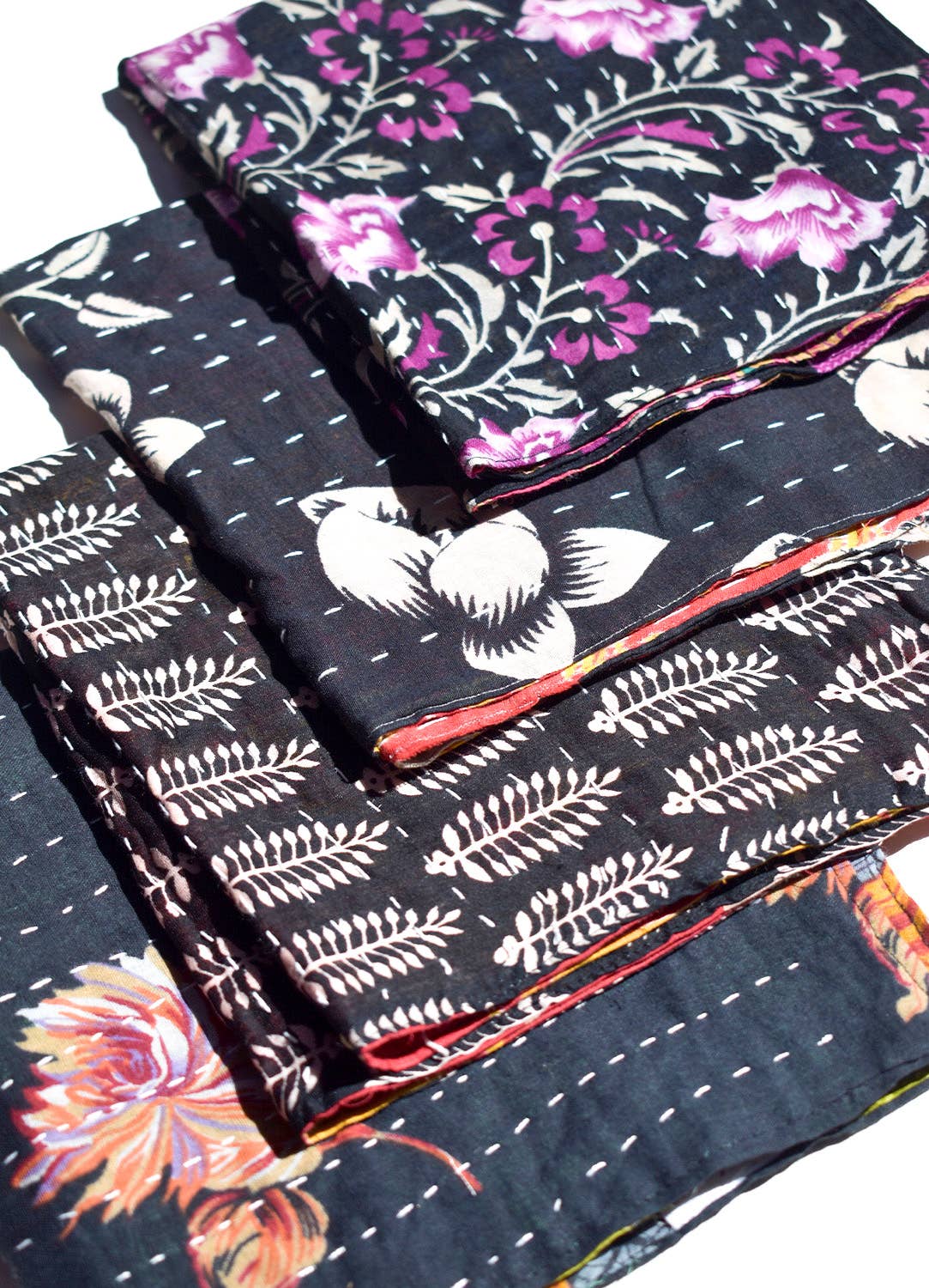 Black Kantha Napkins - Set of 4