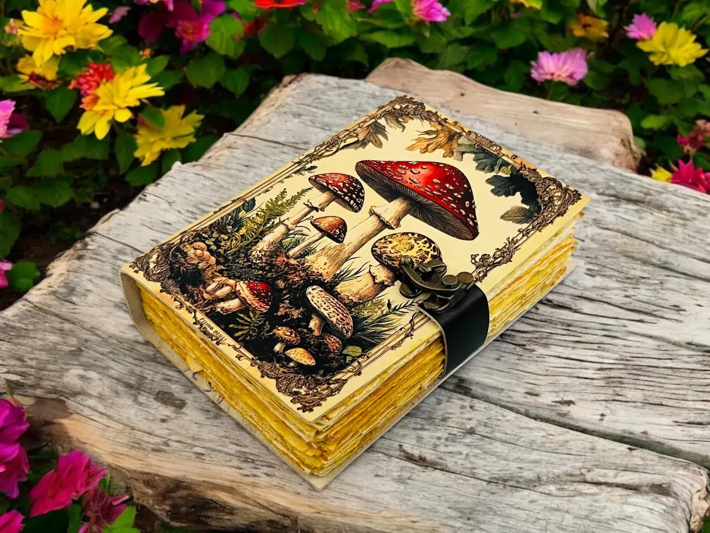 Vintage Mushroom leather journal