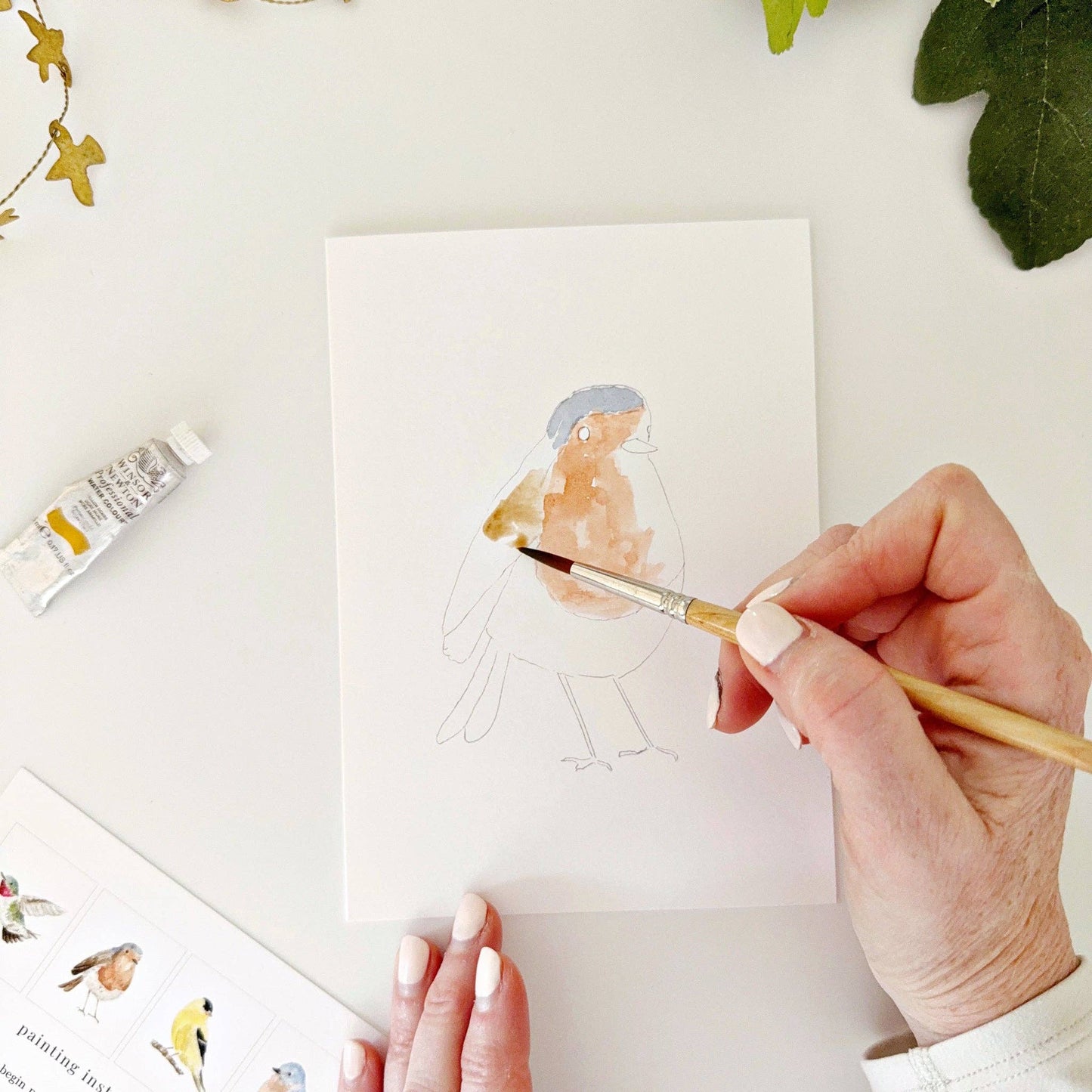 paintable watercolor notecard set Backyard birds