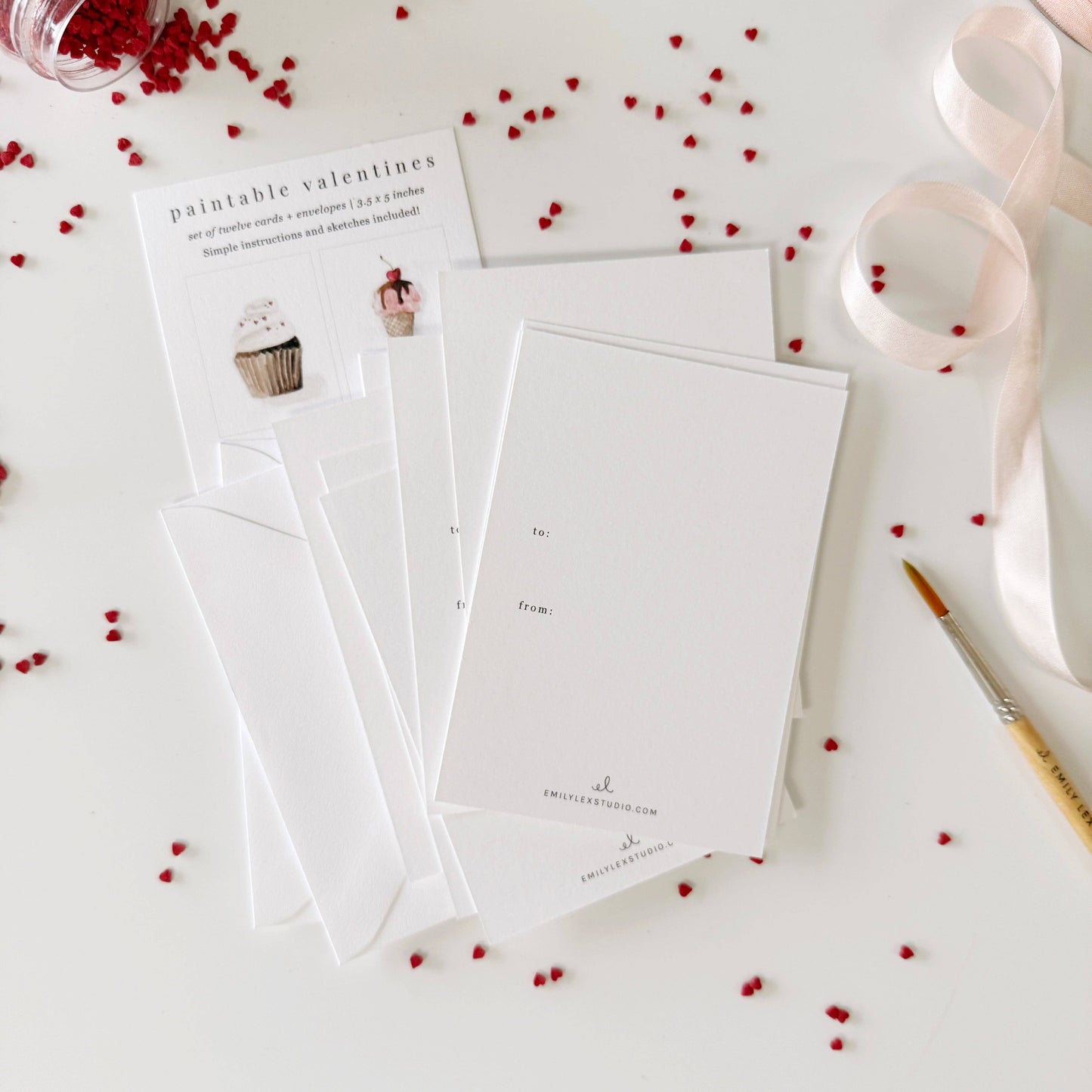 paintable watercolor notecard set Sweet treats valentines