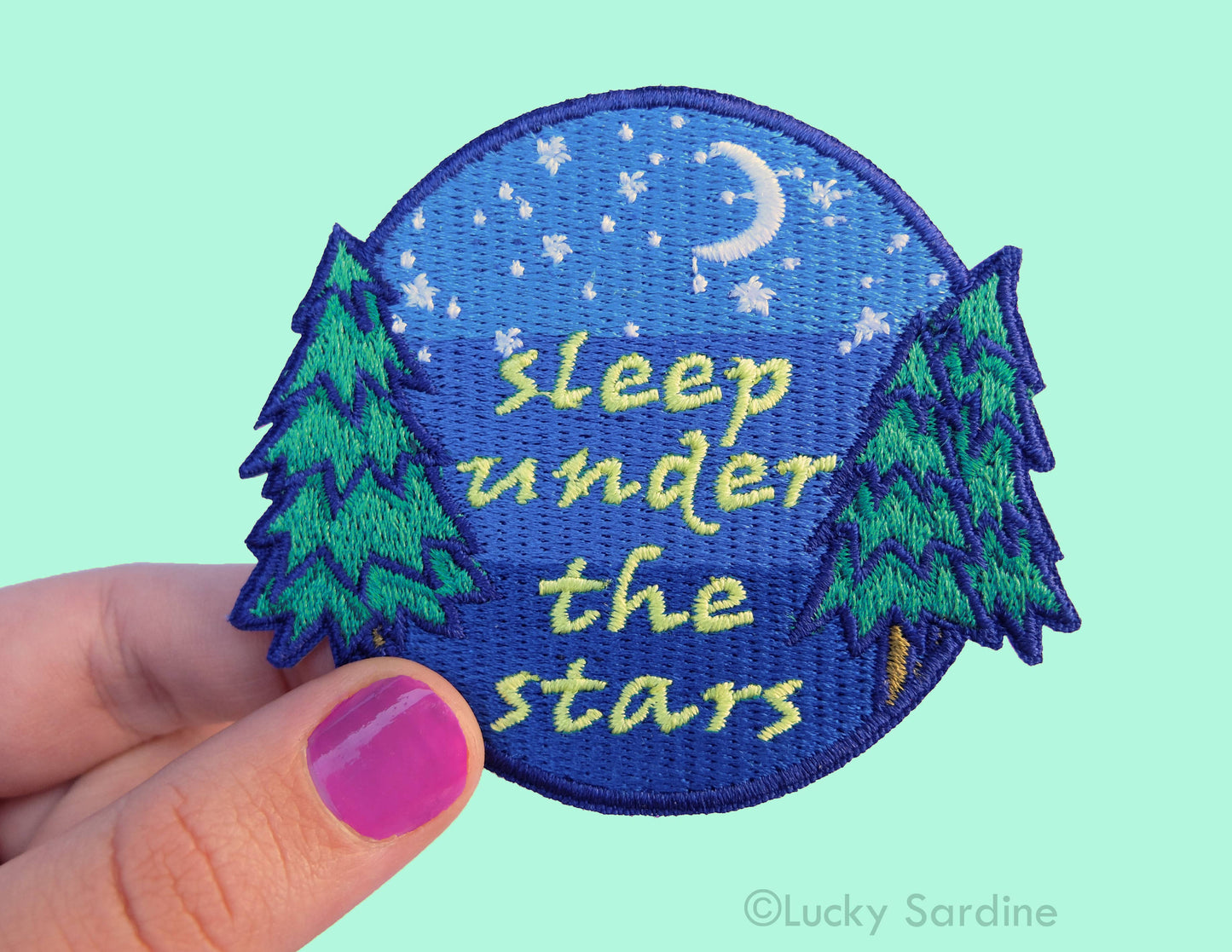Sleep Under The Stars, Camping Embroidered Iron-On Patch