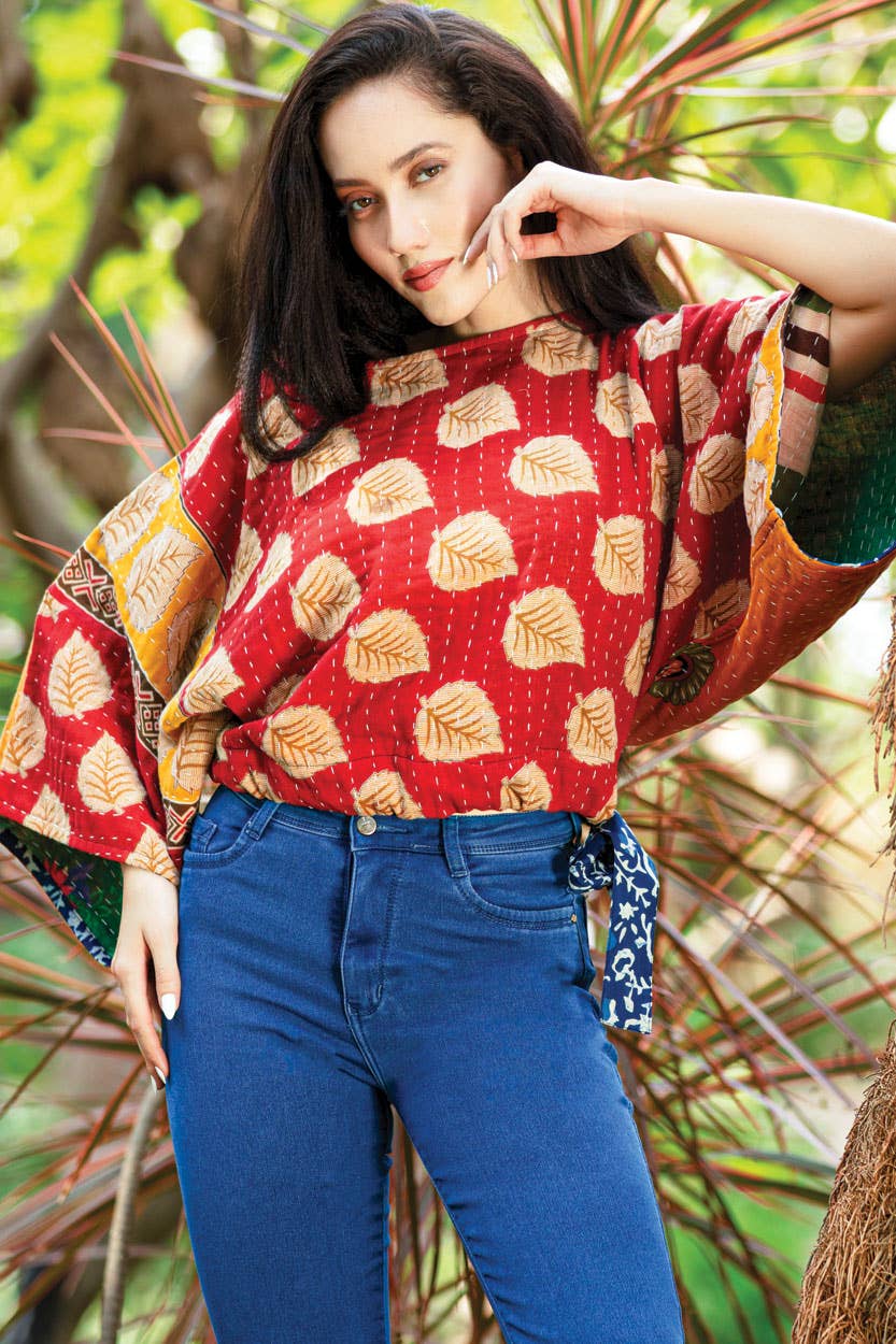 Reversible Kantha Kimono Crop Top