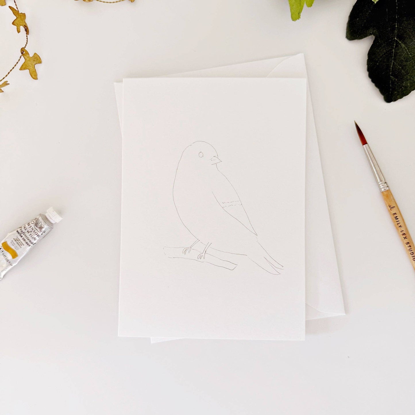 paintable watercolor notecard set Backyard birds