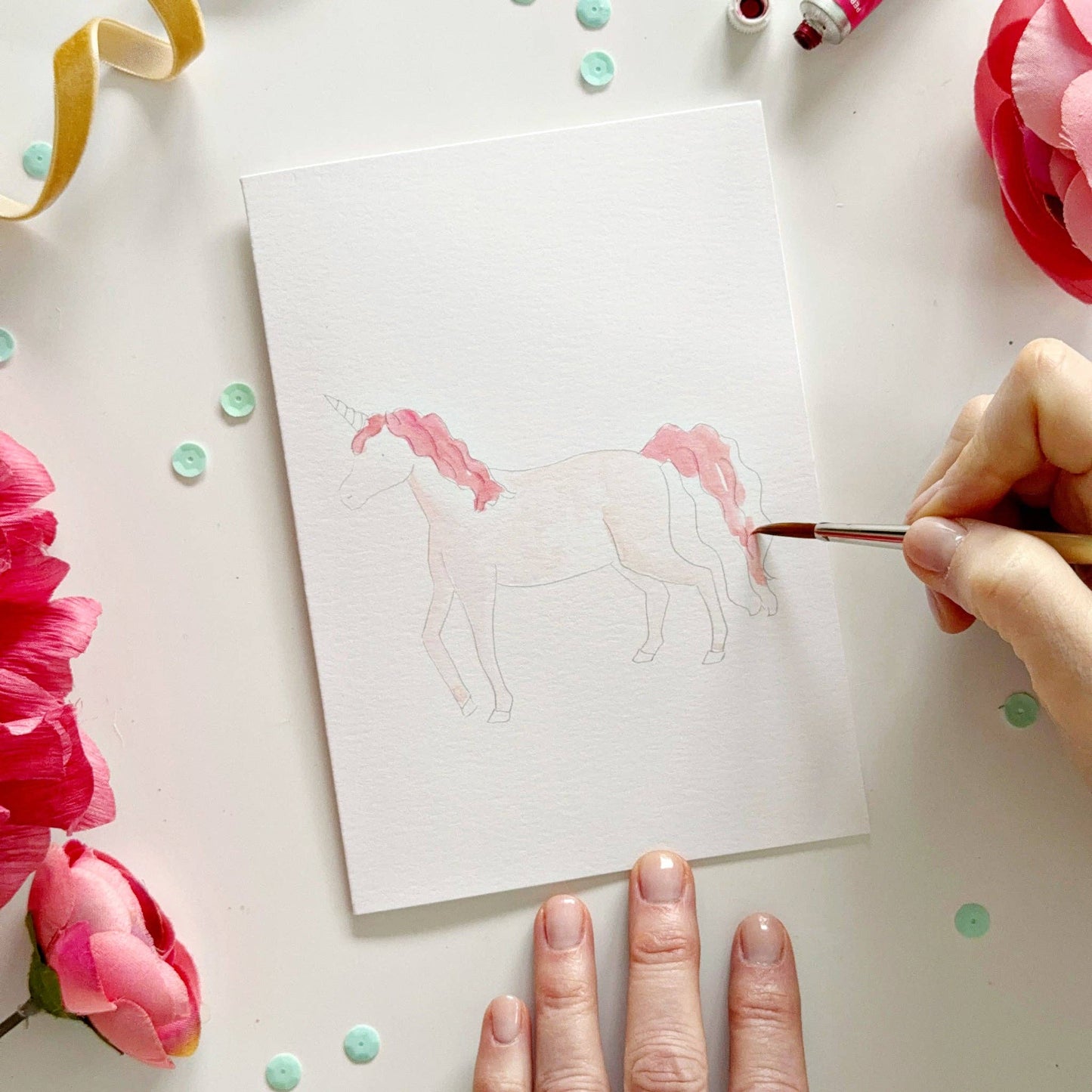 paintable watercolor notecard set Fairytale