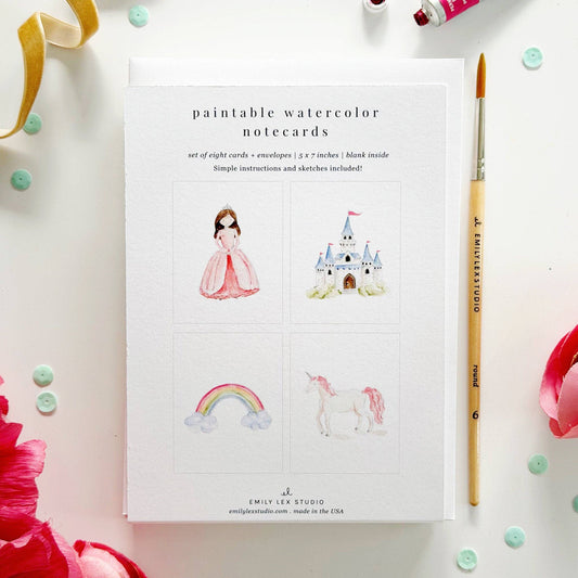 paintable watercolor notecard set Fairytale