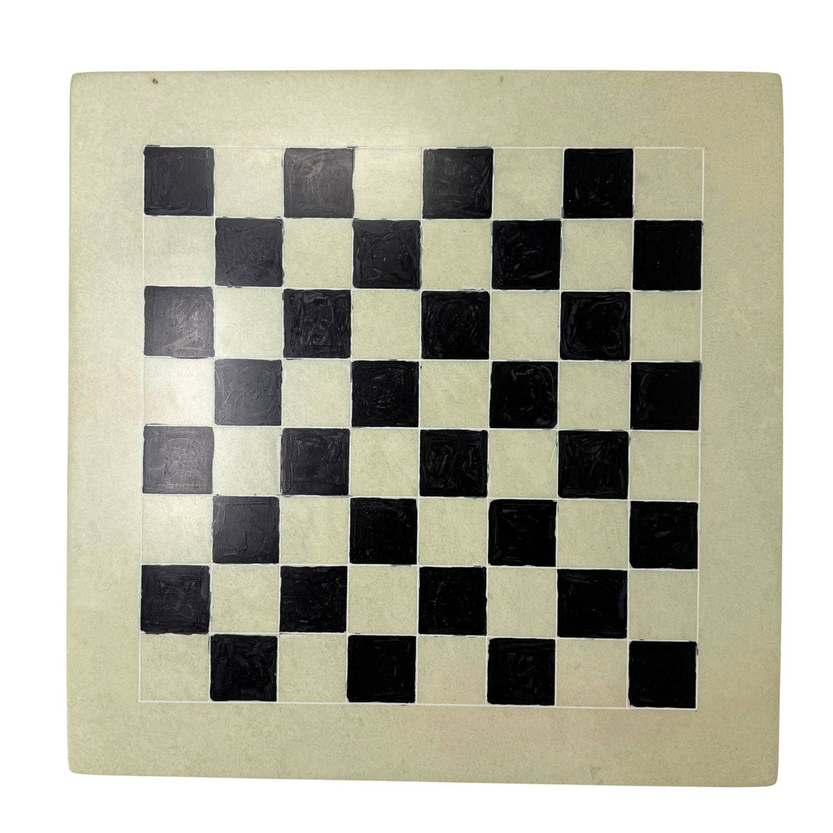 Soapstone Hand-Carved Checker Set with Decorative Fish