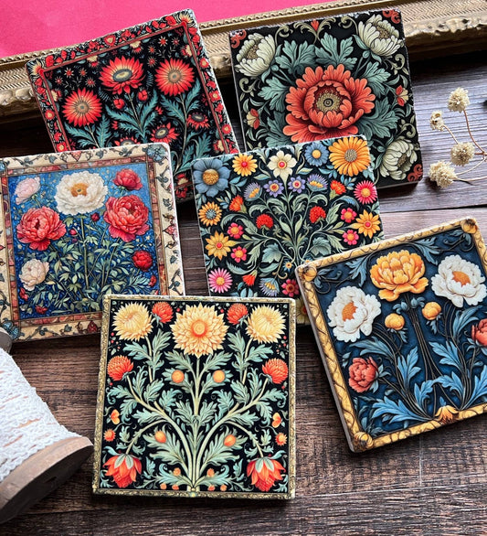 William Morris inspired stone coaster