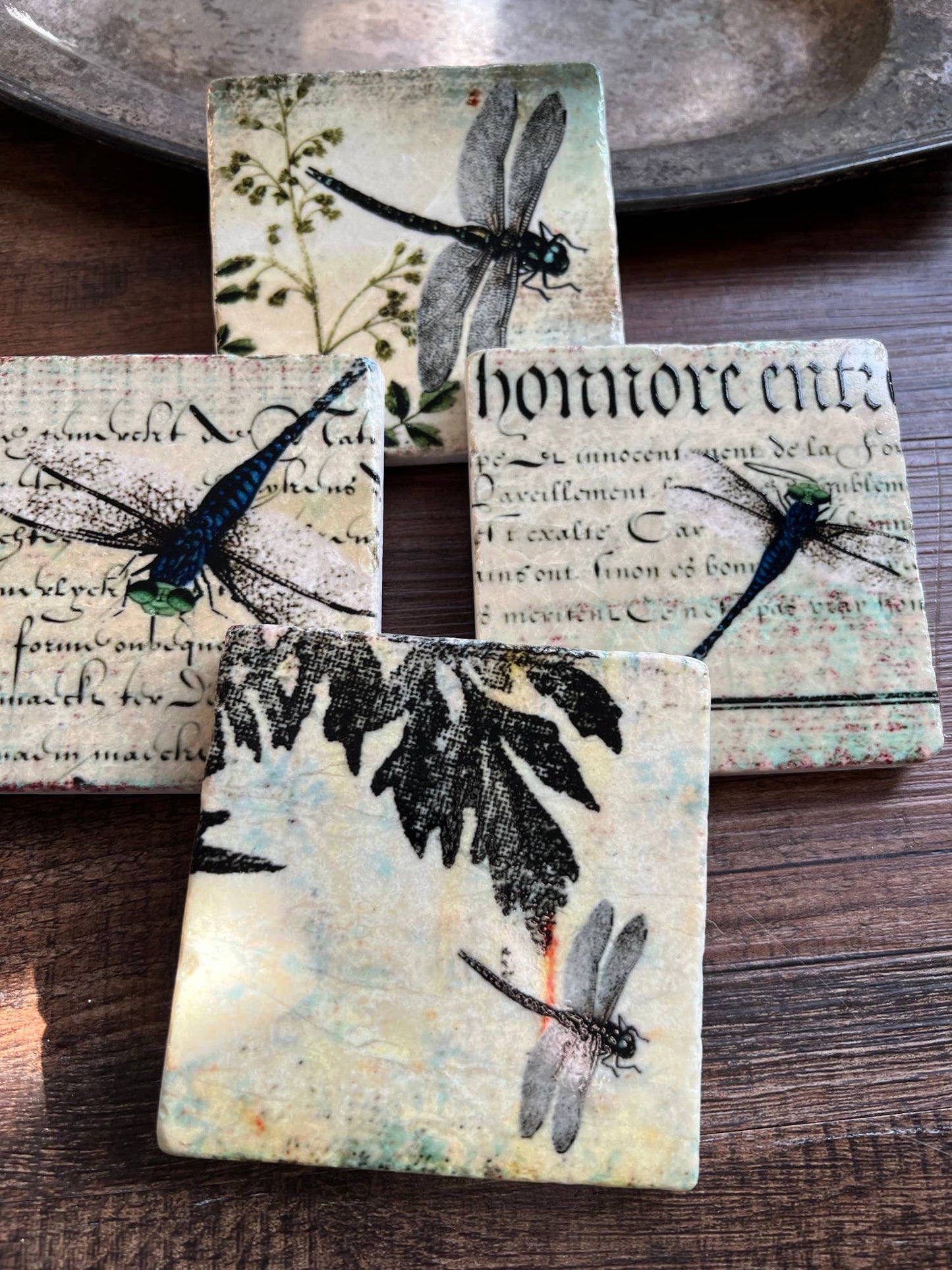 Dragonfly stone coasters