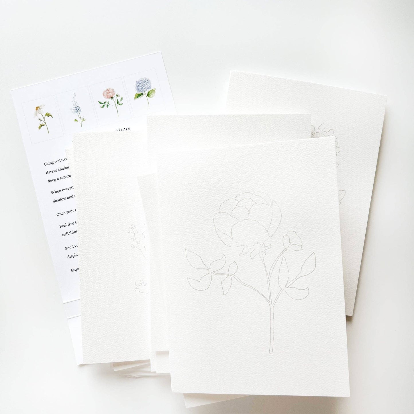 paintable watercolor notecard set Garden flowers