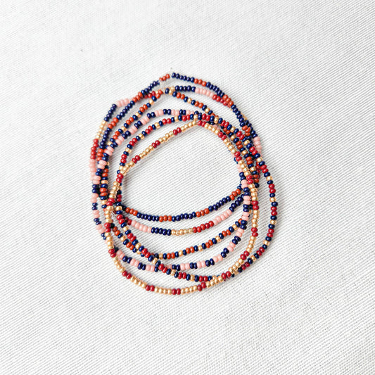 Sangria Seed Bead Bracelets - Set of 6 strands