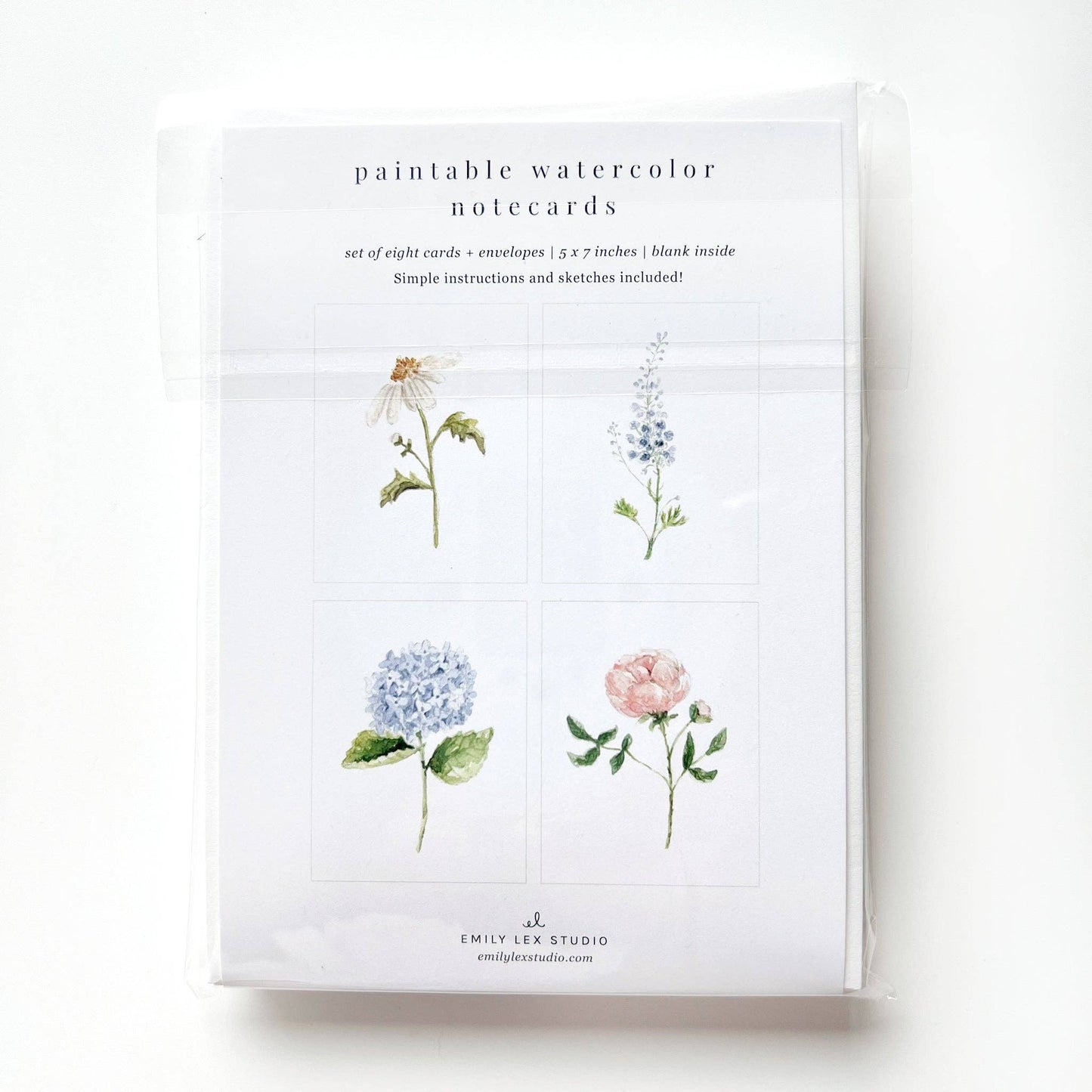 paintable watercolor notecard set Garden flowers
