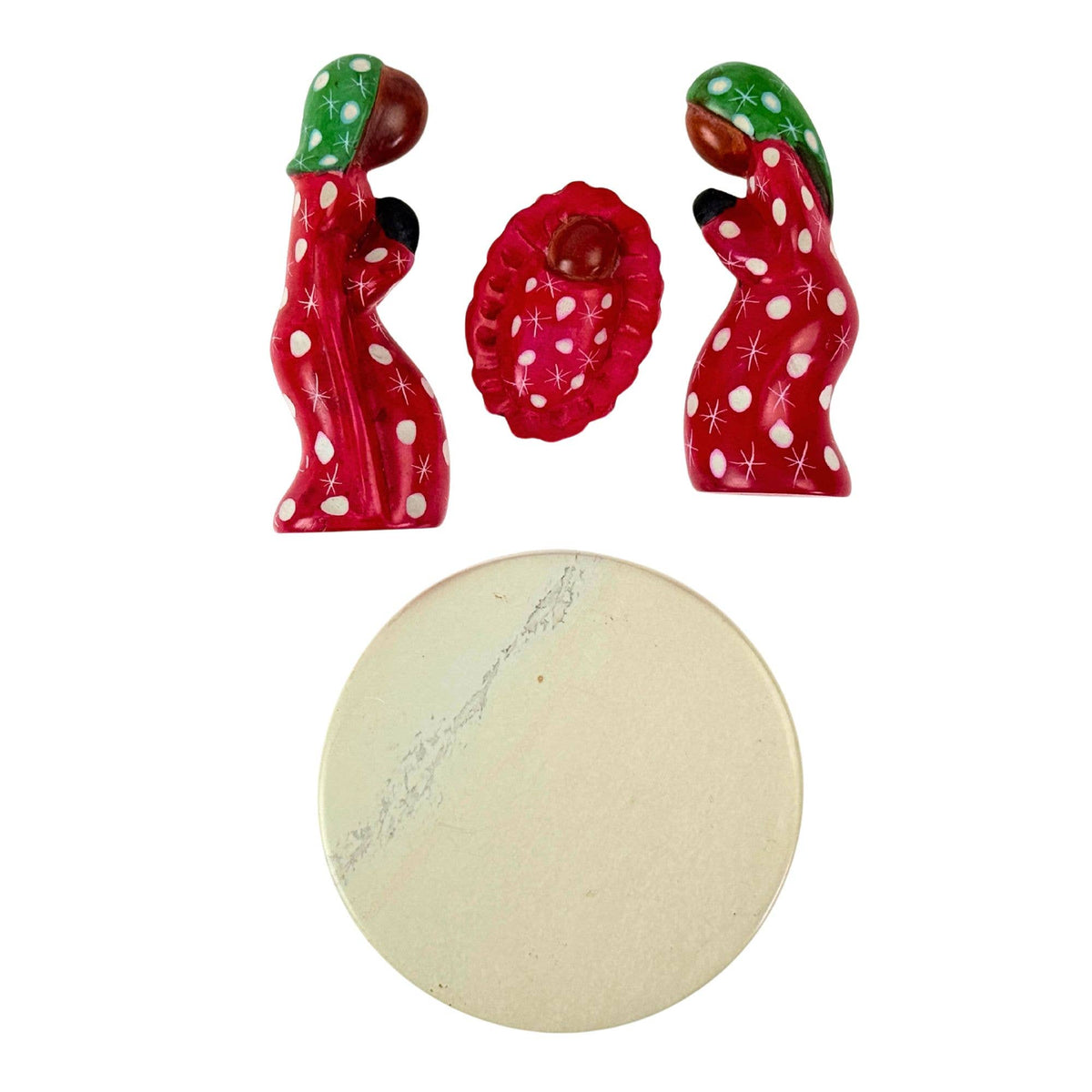 Soapstone Painted 3-Pc Nativity Christmas Colors