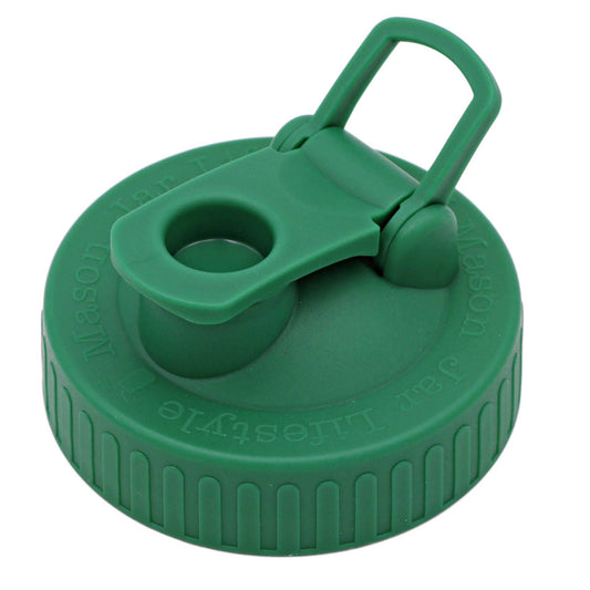 Pour & Store Shaker Lid w/ Carry Loop for Mason Jars: Leaf green / Regular mouth / Updated