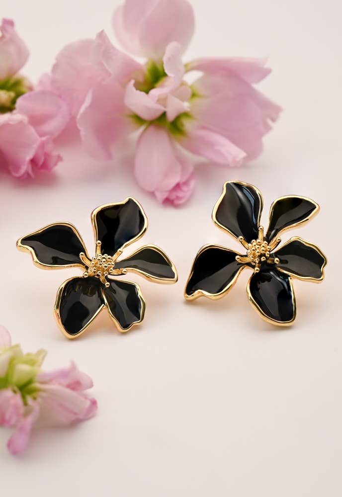 Bloom Earrings in Midnight Black