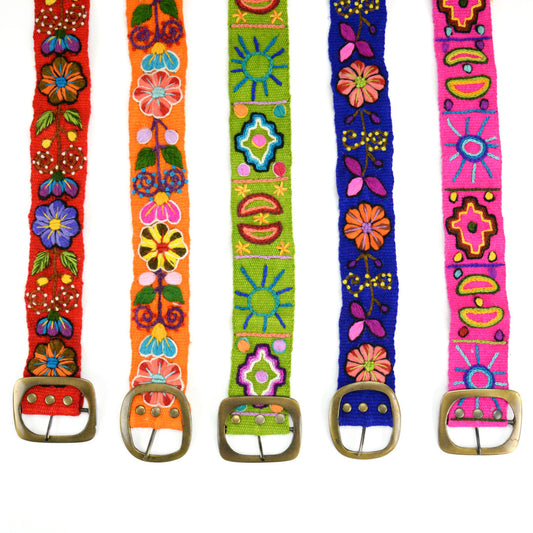 Embroidered Belt with Buckle