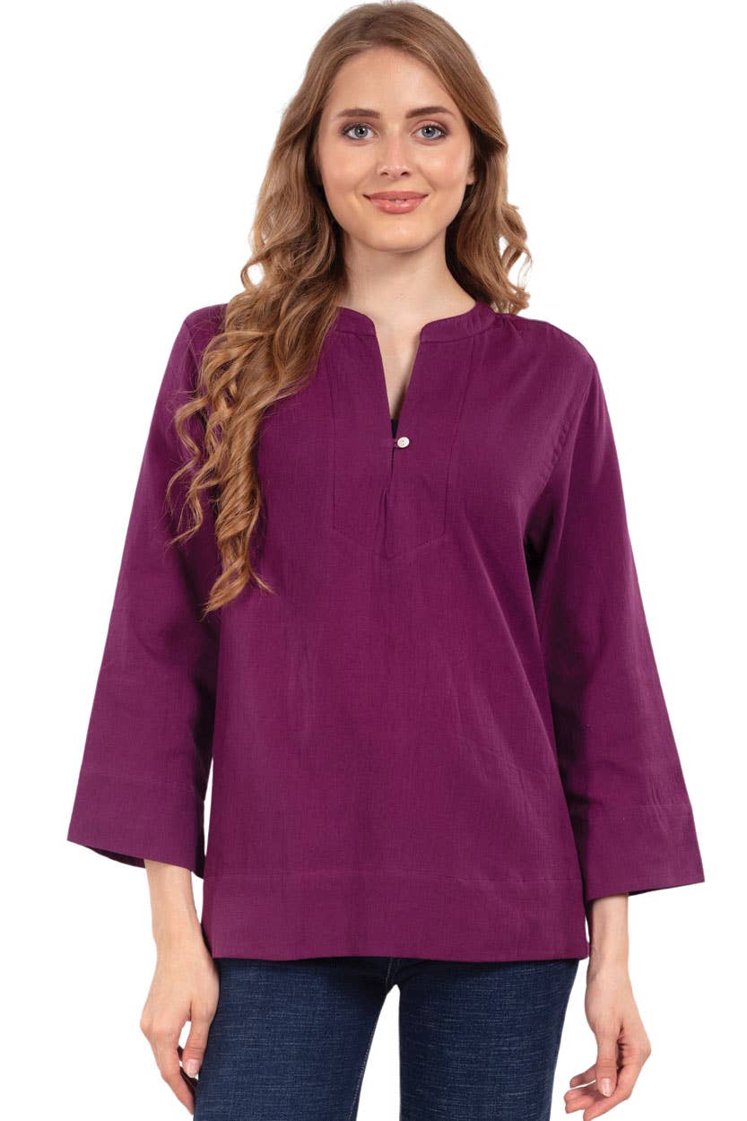 Jewel Tone Flax Linen Tunics: Denim Blue / S/M