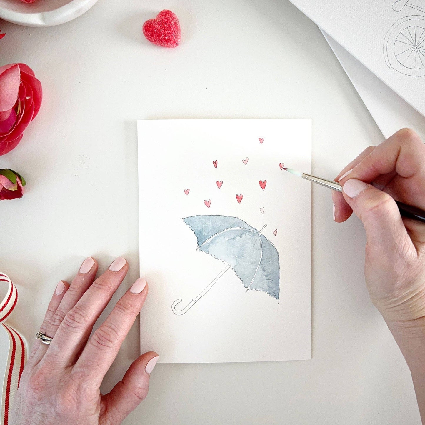 paintable watercolor notecard set Love sweet love