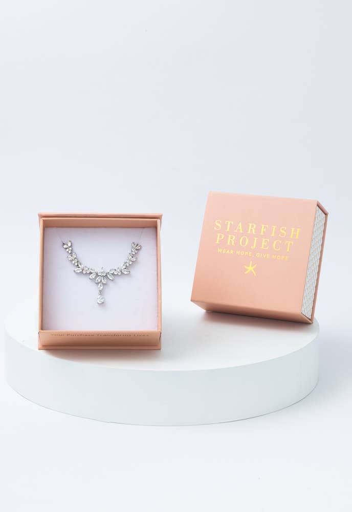 Platinum Chandelier Zircon Necklace