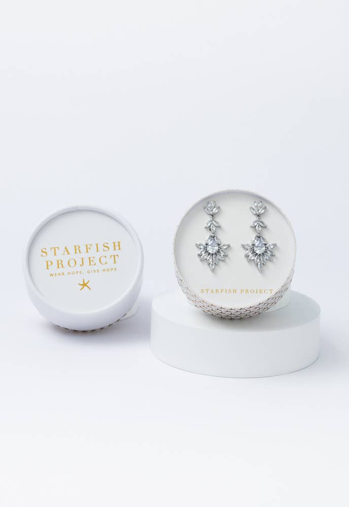 Platinum Chandelier Zircon Earrings