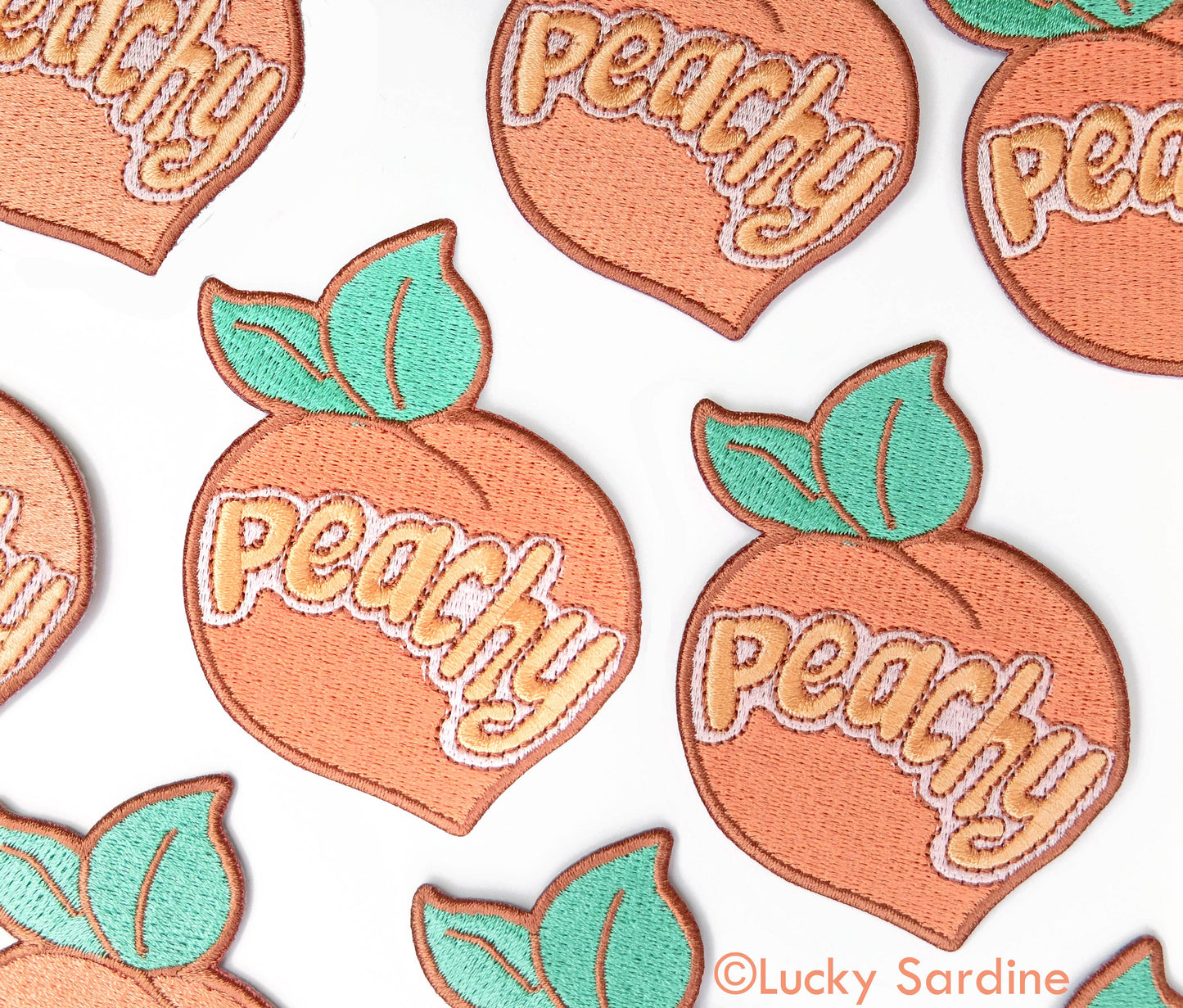 Peachy Retro 70s & 80s, Peach Embroidered Iron-On Patch