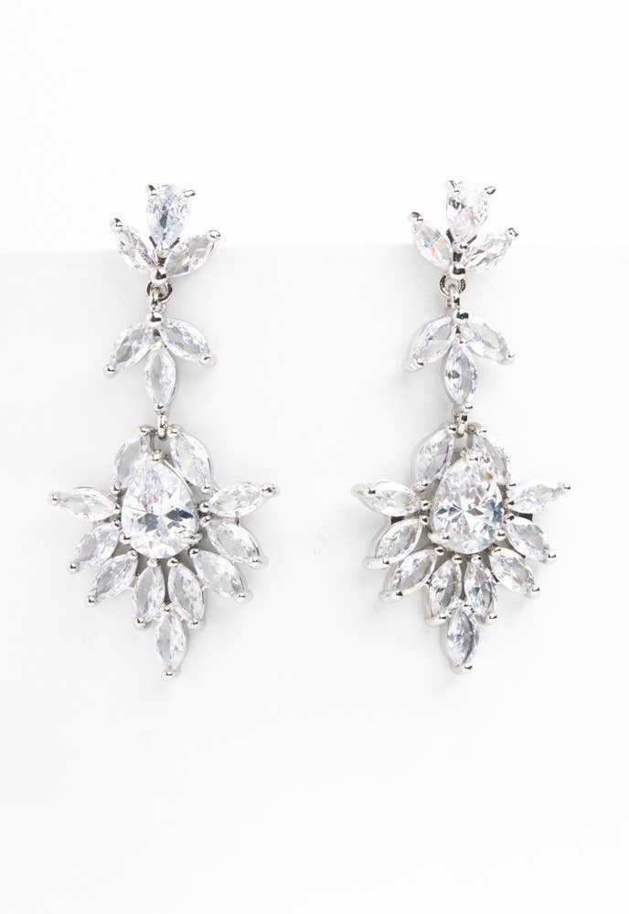 Platinum Chandelier Zircon Earrings