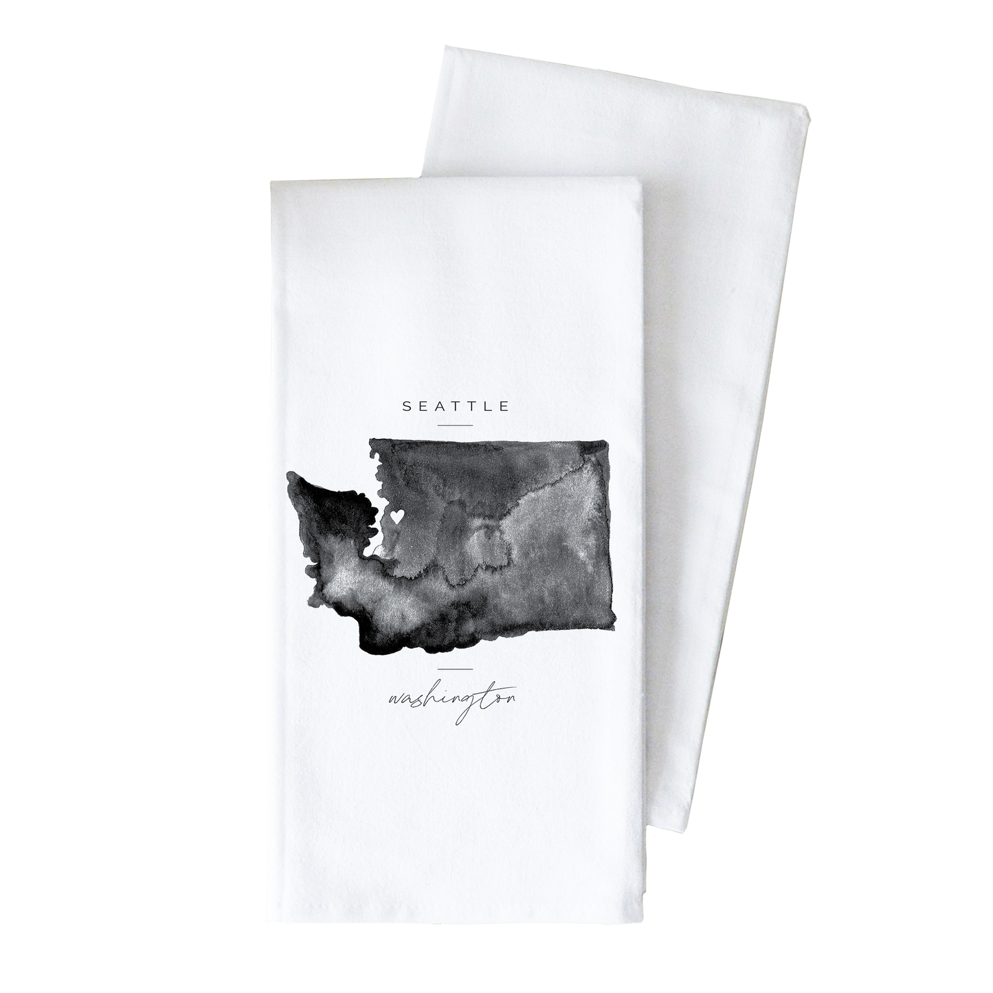 Iowa Cedar Falls Watercolor Map Tea Towel: White • 100% Cotton