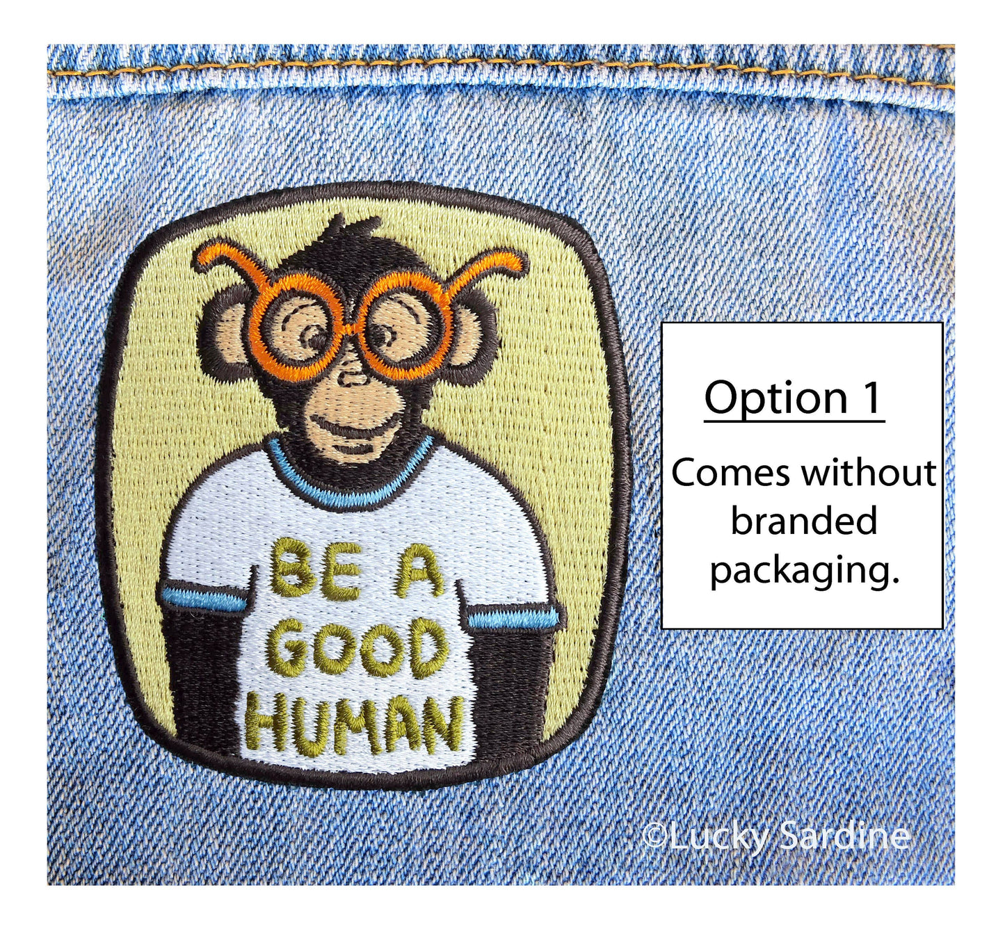 Ape Chimpanzee, Human Kindness Embroidered Iron-On Patch