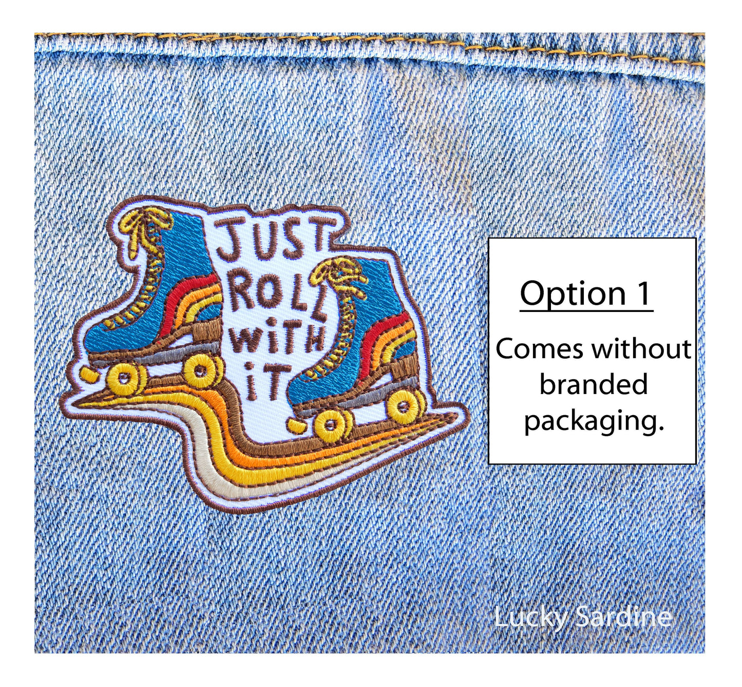 Roller Skate, Retro Roll With It, Embroidered Iron-On Patch