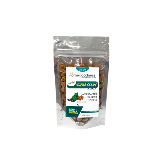 Lightly salted hand-picked roasted and toasted Sacha Inchi Seeds.