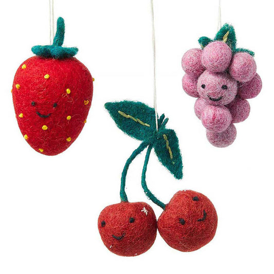 Fruit Friends Ornaments - Set of 3