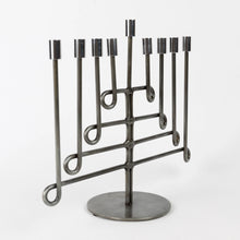 Load image into Gallery viewer, Antiqued Twisted Iron Menorah
